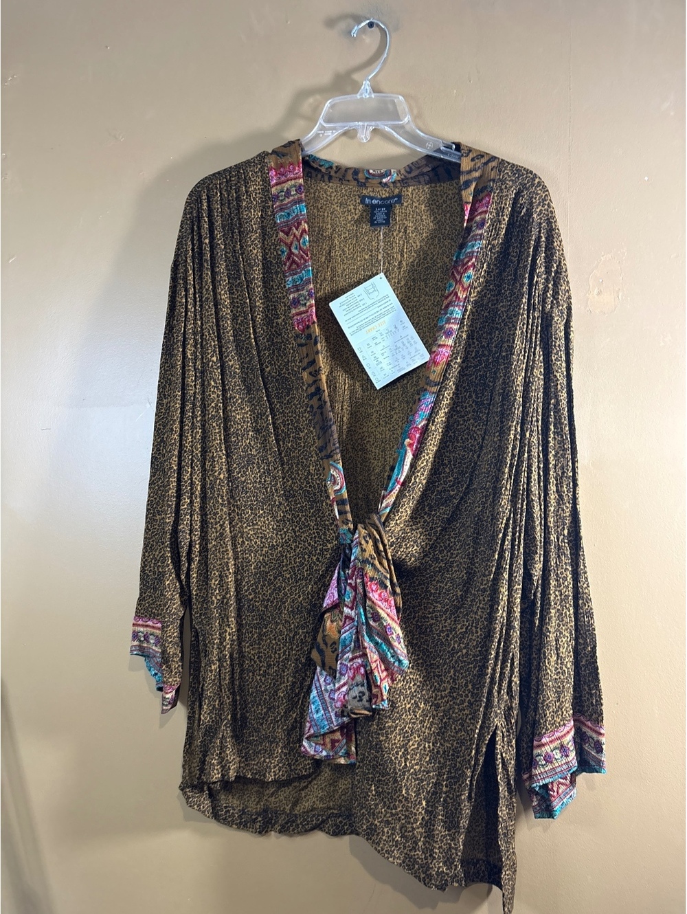 HC1166 Encore Women's Large Brown and Multicolor Patterned Cardigan